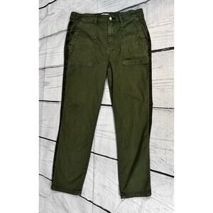 Pistola Army Green Ankle Pants Women 28 Utility Casual Dark Green Striped